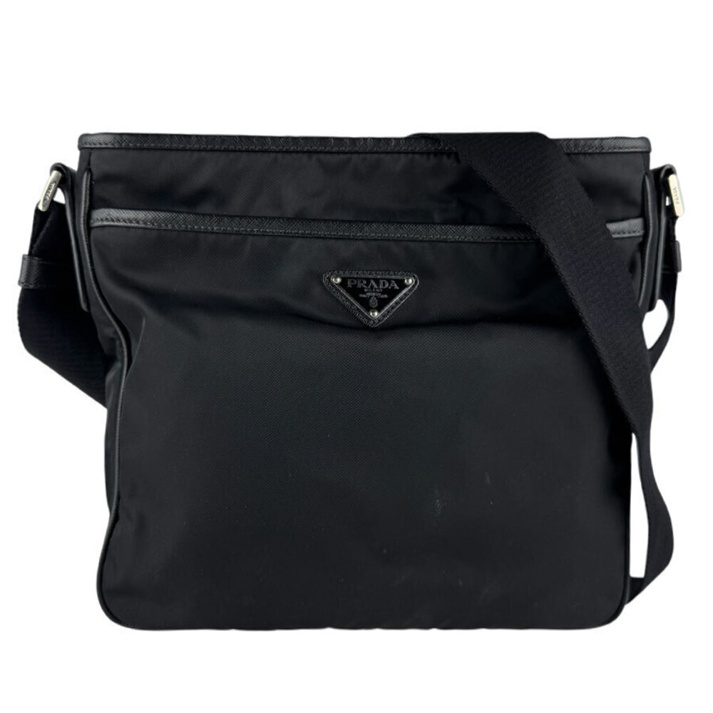 Prada Tessuto Crossbody Bag Black Silver